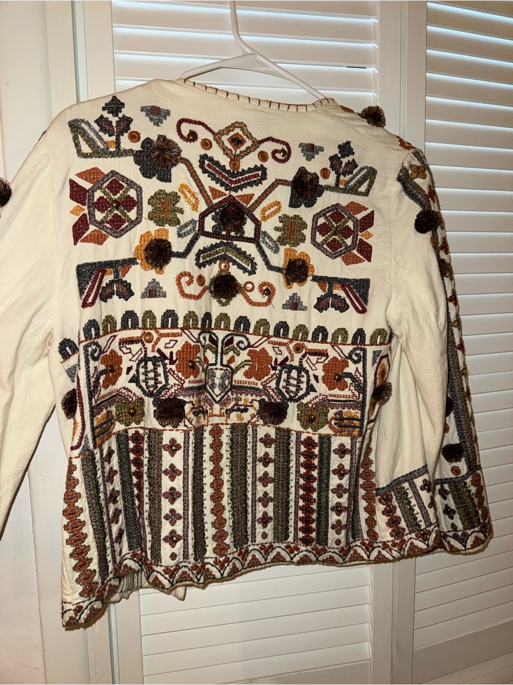 ZARA Embroidered Boho Women's Jacket - Cream size S - Picture 4 of 6